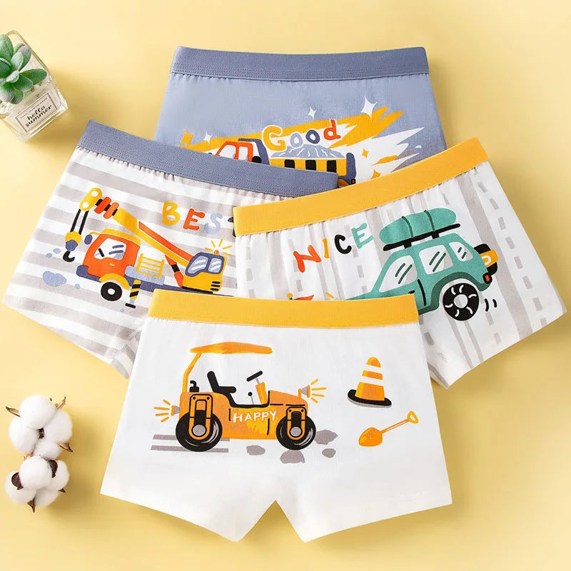 4 Pcs/Lot Children Underwear Cotton Boys Boxers Briefs 3-14 Years Old Kids Underpants Teens Knickers Breathable Boy Boxer Shorts