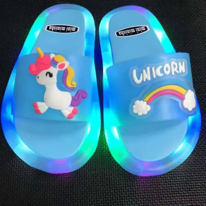 슬리퍼 Kids Shoe Fashion LED Luminescent Children's Slippers Summer New Cartoon Crystal Shoes Girls/boys Sandals Flip Flops