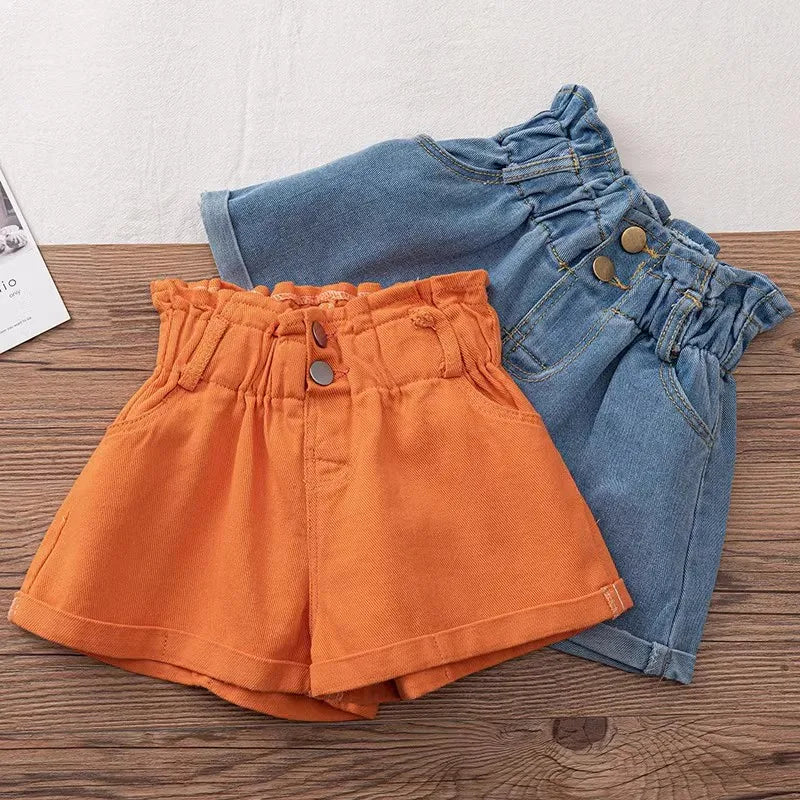 2023 New Girls' Summer Fashion Denim Shorts For Girls Children Clothing Korean Fashion Versatile Jeans With Pockets 2-8 Years