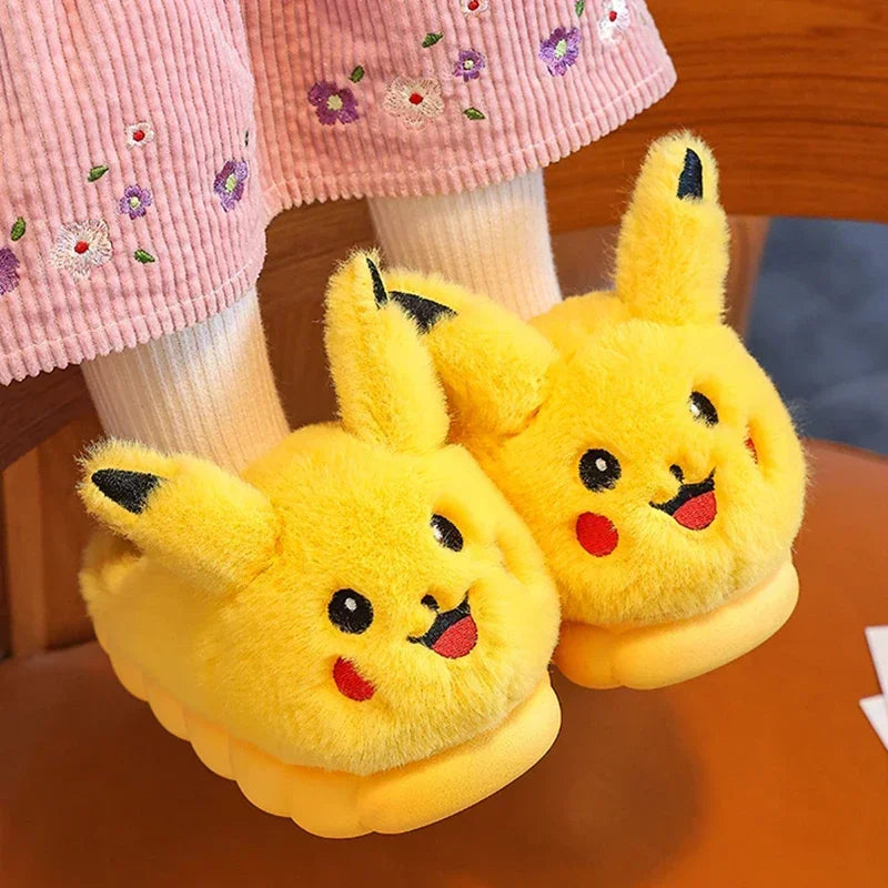 2024 New Winter Warm Cute Cartoon Indoor Mule Soft Non-slip Fluffy Slippers For Kids Teen Boys Girls Children Home Cotton Shoes