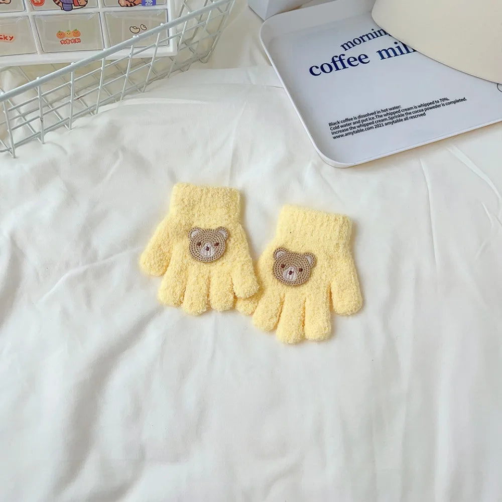 Autumn Winter Gloves Children Baby Gloves Elastic Keep Warm Full Finger Mittens Cold Proof Thicken Velvet Warm Mittens