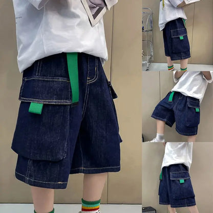 3-12Year Children Shorts Teenager Boys Jean Short Summer Kids Knee Length Straight Shorts Boys Capris Track Pant Casual