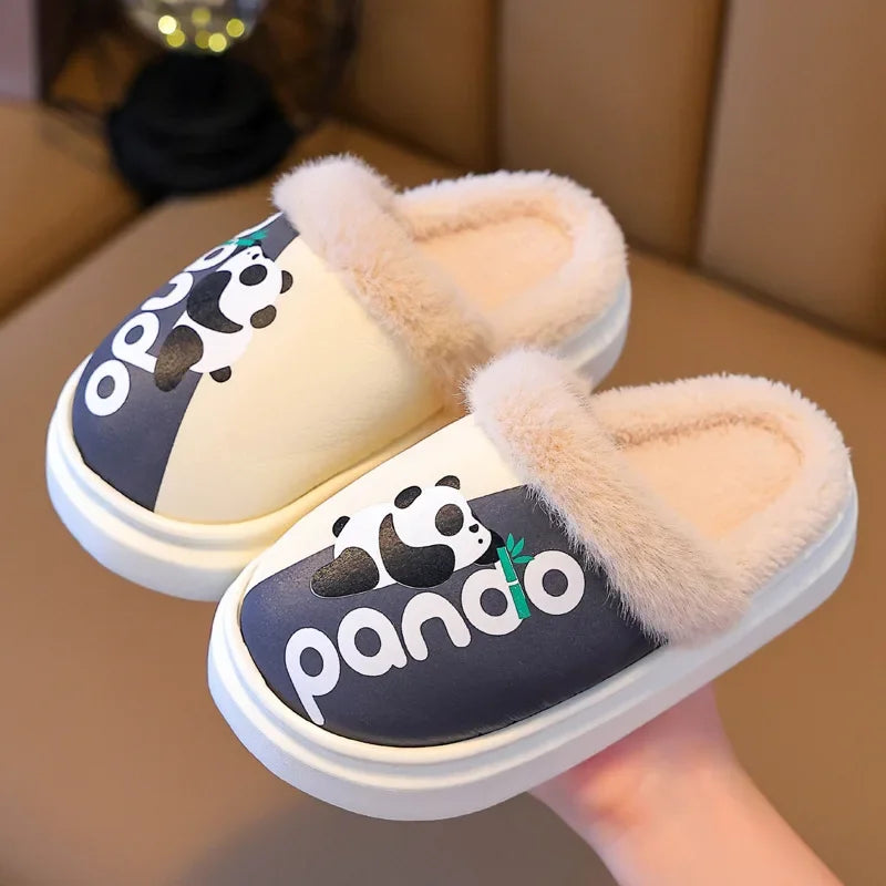 Child Cotton Slippers Children's Cute Panda Cartoon Warm Kid Winter Indoor Shoe Soft Sole Kids Boys Girls Plush Home Shoes