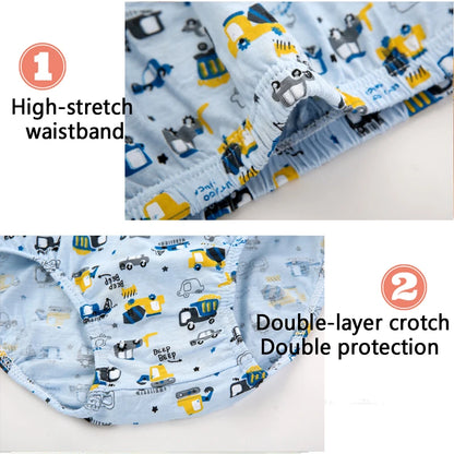 5 Pcs/Lot Children Underwear Boys Comfortable Cotton Kids Triangle Underpants Car Cartoon Briefs For Boys Aged 2 To 14