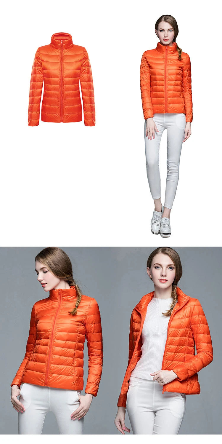 90% Ultra-light Thin Down Jacket Women 2023 Autumn Winter Slim Short Hooded Warm White Duck Down Coat Women Outerwear