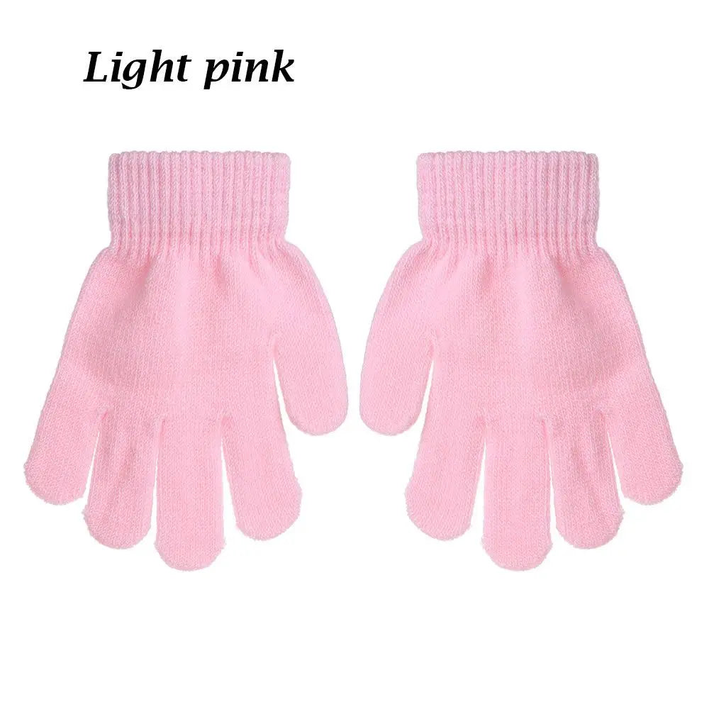 Kids Gloves Autumn Winter Keep Warm Boys Girls Candy Color Stretch Knitted Mittens Children Full Finger Gloves Clothes Accessory