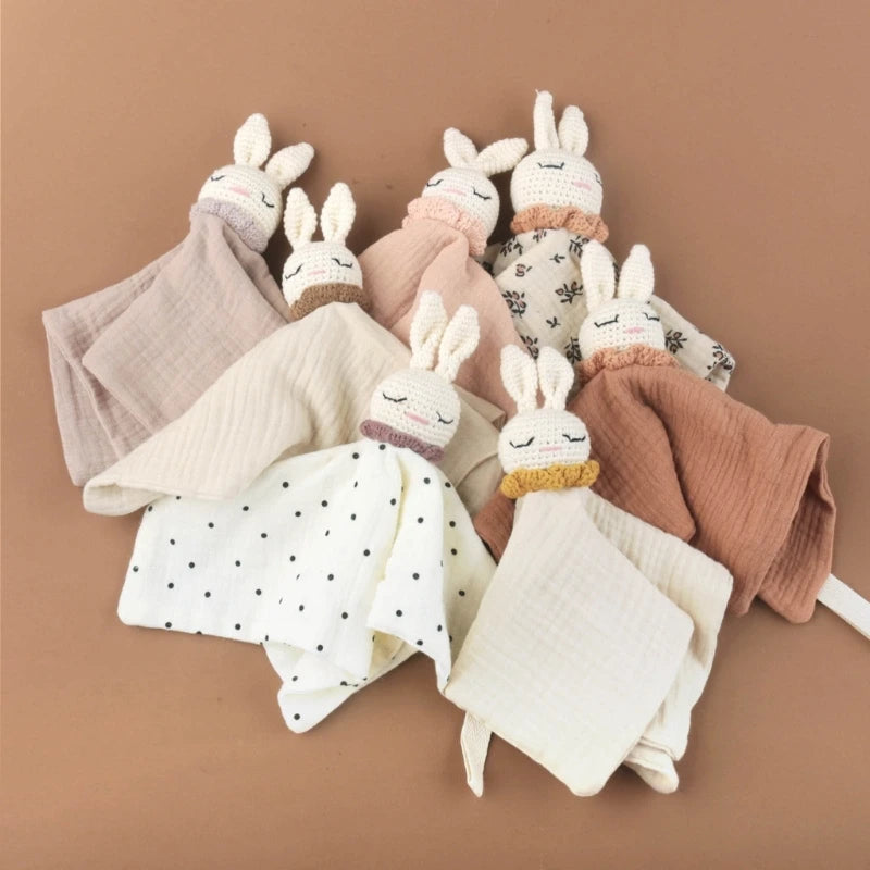 Baby Infant Animal Soothe Appease Towel Lovely Knitted Rabbit Appease for Newbrons Cotton Soft Comforting Towel