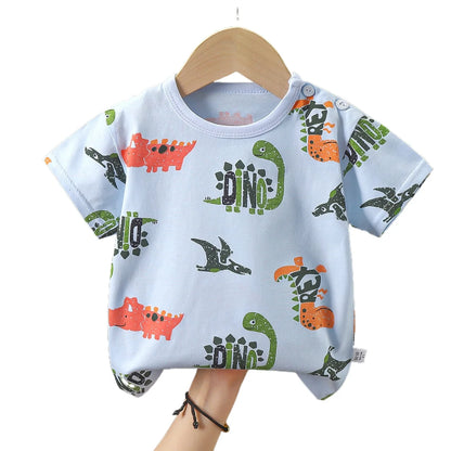 Summer Baby T-shirt Fashion Cartoon Girls Tees Short Sleeve Cotton Boys Tops Korean Casual Kids Clothes for 0-7Y Cheap Stuff