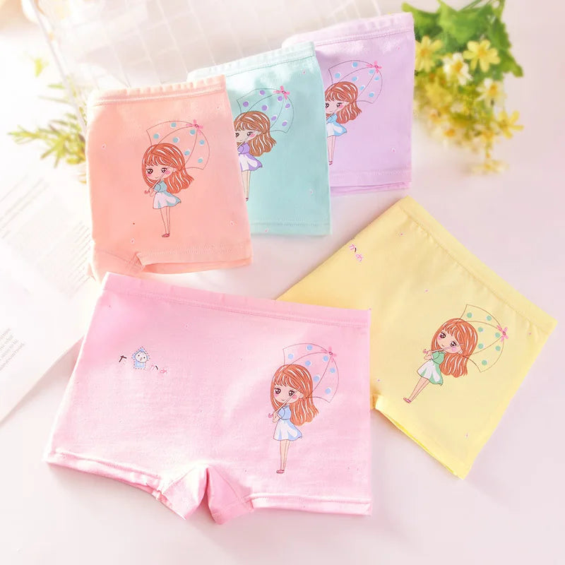 Girls Briefs Fine Cotton Underwear Cute Designs Printing Panties Kids Breathable Soft Healthy Underpants Girls Boxer 4pcs/Lot