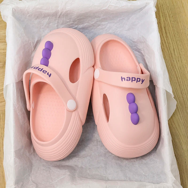 Summer Kids Sandals Hole Children's Shoes Slippers Soft Anti-Skid Cartoon DIY Design Hole Baby Shoes Sandy Beach For Boys Girls