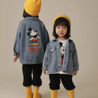 2024 Children's Clothes New Mickey Mouse Cartoon Denim Jacket Coats For Kids Jean Outerwear Girls Jackets Costume