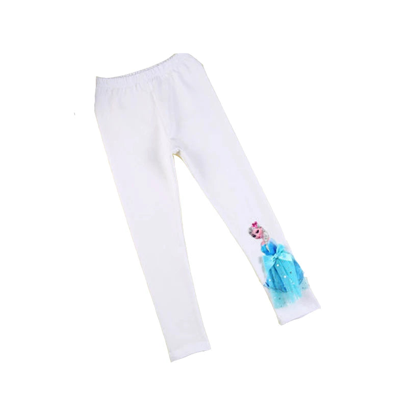 Disney New Girls Pants Cotton for Children Frozen Elsa Baby Girl Pink Blue Trouser Lace Kids Legging Sofia 2-8Y