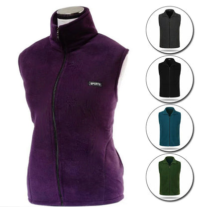 Plus Size 10Colors Slim Lapel Collar Zipper Sleeveless Jackets Windproof Warm Casual Women Autumn Winter Sport Basic Vest