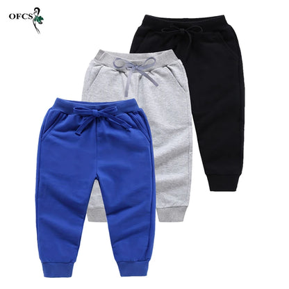 Retail Sale Children's Pants For 2-10 Year Solid Boy Girl Casual Sport Pants Jogging Enfant Garcon Kids Trousers Black Gray Blue