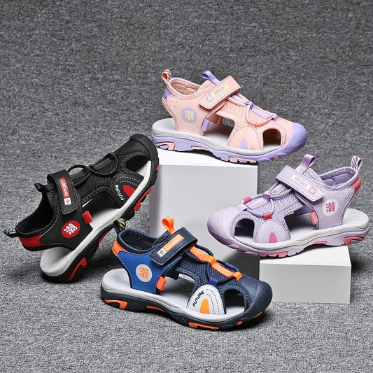 Breathable sports sandals for boys and girls, summer cartoon sandals, casual beach shoes, soft soled children's shoes