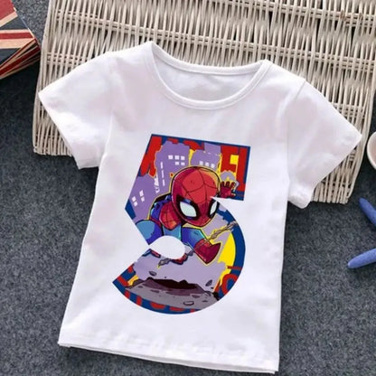 Summer Marvel Spiderman Cotton Children T-shirt 1-9 Years Old Birthday Gift Boy Clothing Fashion Casual T Shirt Baby Kid Tee Top