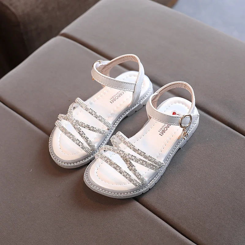 Girls Roman Sandals Open Toe Braided Solid Color High-top Simple Rivets New Summer Hollow Flat Casual Shoes Kids Fashion Casual