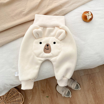 Winter And Autumn Newborn Baby Girls And Boys Trousers Cotton Cute Cartoon Elastic Waist Korean Fashion Thickened Soft Casual