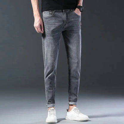 New Denim Jeans Men Slim Fashion Brand Stretch Fashion Daily Cool Grey Black Brand Classic Pants For Male