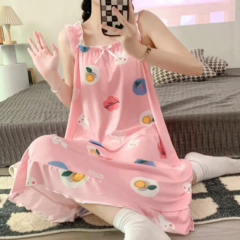 2024 New Little Fresh Sling Sleeping Dress For Women's Spring/Summer Sexy Thin Sleeping Dress Princess Style