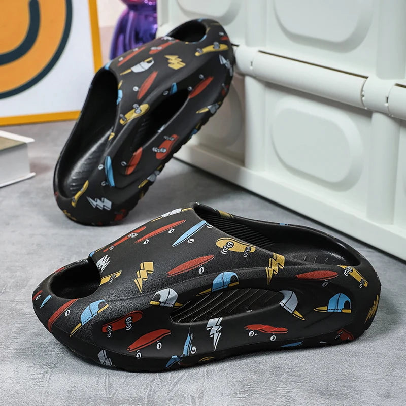 Children Slipper Boy Girls Shoes Cartoon Cute Print Kids Cloud Slides Casual Sports Indoor Summer Shoes Boy Slipper Flip Flops