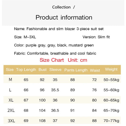 Summer High Waist Three-Piece Blazer Suit Elegant Women's Business Suit with V Neck Vest Out Coat High Waist Harem Pants