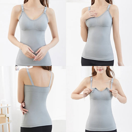 Maternity Clothing Cotton Solid Sling Vest Pregnant Nursing Women High Support Comfortable Tank Top Cool Versatile Undershirt