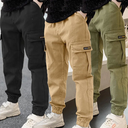 2024 New Spring Autumn Boys Pants Casual Long Style Trousers For Kids 3- 12 Years Old Teenage Children Sport Outdoor Pants