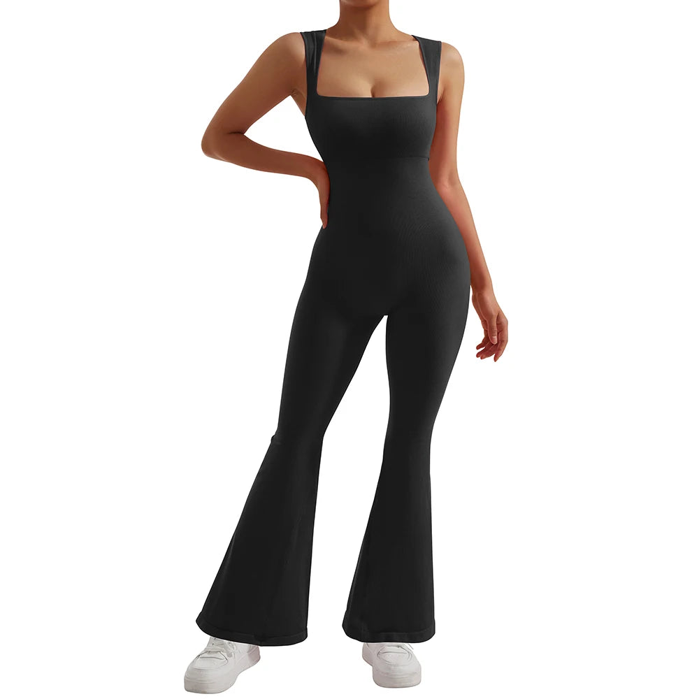 Sleeveless Jumpsuit Women Bodycon One-piece Outfit Square Neck Casual Streetwear Playsuits Rompers Overalls playsuits Bodysuit