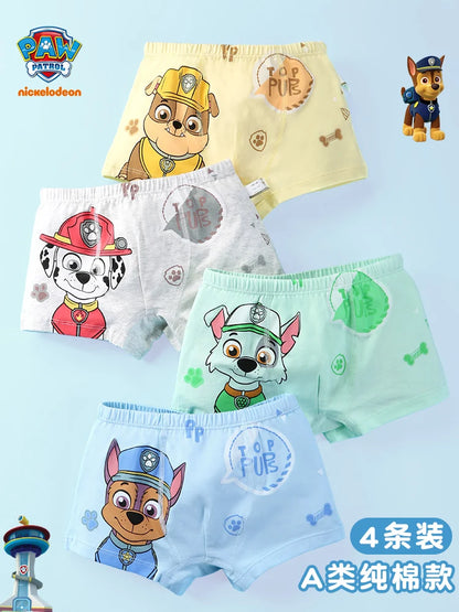 4PCS/SET Genuine Paw Patrol Boys Undepants Cotton Breathable Underwear 3-7-9-10-year-old kids Four Corner briefs Children Gift