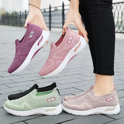 Women's summer new single shoes one-pedal soft-soled middle-aged and elderly lazy shoes casual breathable mother shoes