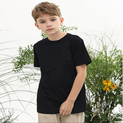 Quality Cotton Kids Clothes Classic Black White And Grey Solid Colour Comforts childrens T-Shirt Boys And Girls Fashions Tops