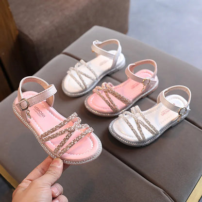 Girls Roman Sandals Open Toe Braided Solid Color High-top Simple Rivets New Summer Hollow Flat Casual Shoes Kids Fashion Casual