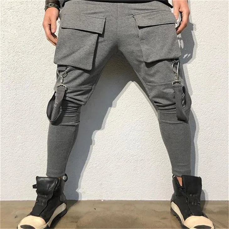 Men Joggers Zip pocket Hip-hop Multi-pocket Sweatpants Man Gyms Workout Fitness Cotton Trousers Male Casual Fashion Skinny Pants