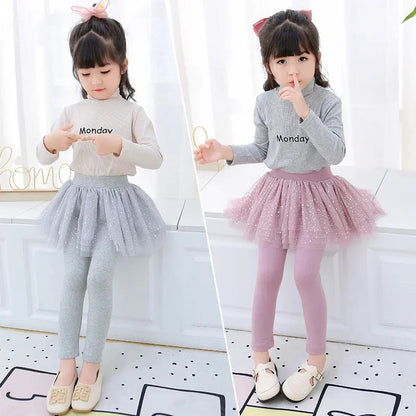 Girls Leggings Kids Leggings Lace Princess Skirt-pants Spring Autumn 2 To 8 Yrs Children's Casual Skinny Legging Clothing