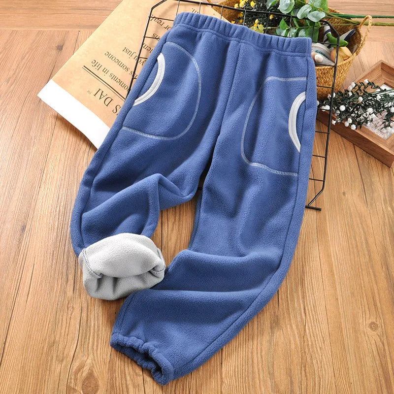 2-14 Years Spring Fall Winter Girls Boys Kids Thermal Trousers Elastic Waist Polar Fleece Girls Boys Jogger Sweatpant Warm Pants