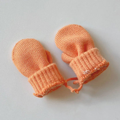 Candy Color Woolen Baby Gloves Winter Halter Mittens for Children Girl Boys Kintted Kids Mitten Warm Infant Accessories 2024 New