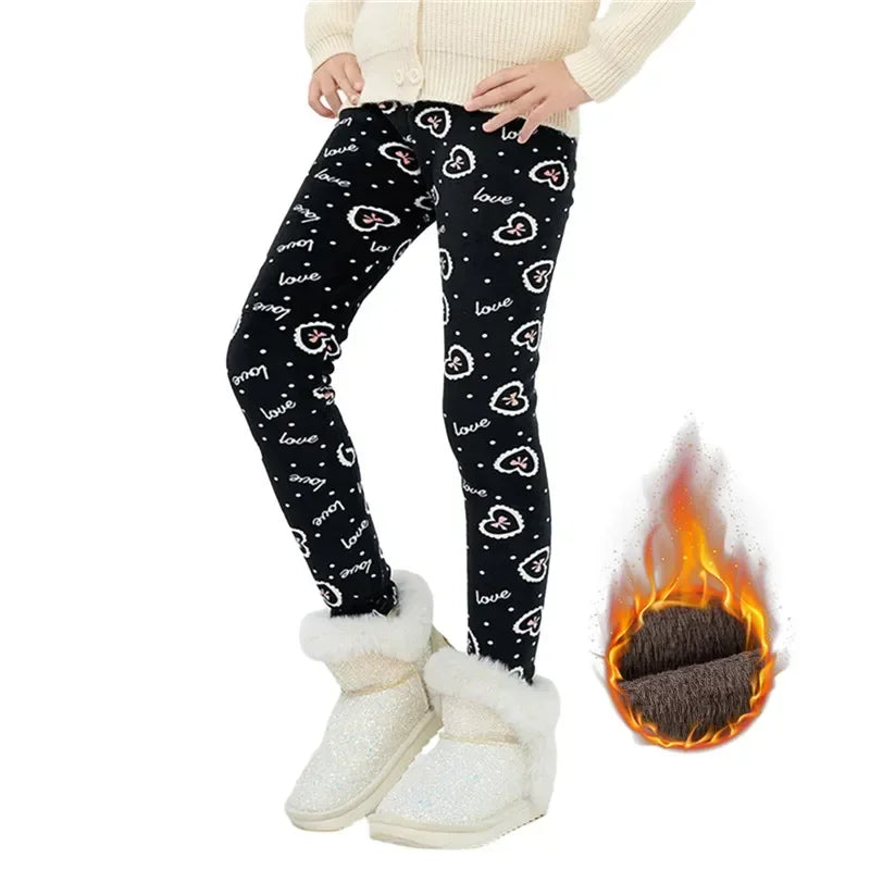 Korean Girls Pants Autumn Winter Children Trousers Warm Leggings Thicken Velvet Star Print Kids Pant Baby Girl Keep Warm Legging