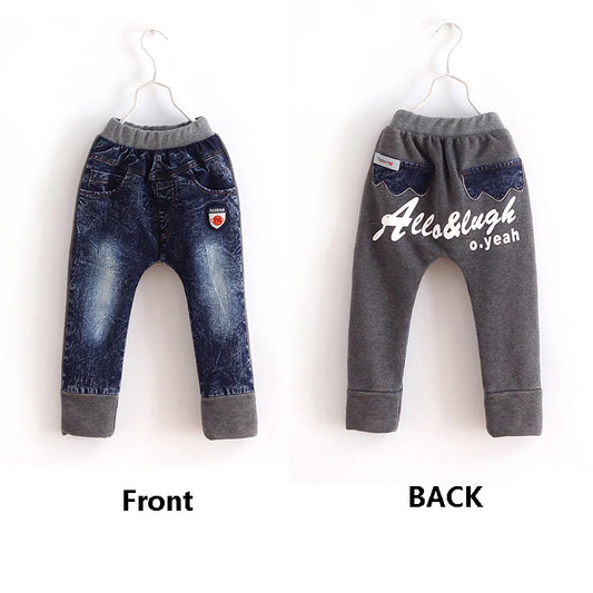 Boys Girls Jeans Kids Cotton Casual Pants Fashion Letter Printed 2022 Spring Autumn Denim Trousers 4-8Year Children's Clothes