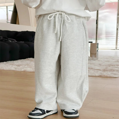 Autumn Kids Pants children solid color loose wide leg pants boys soft all-match straight sweatpants