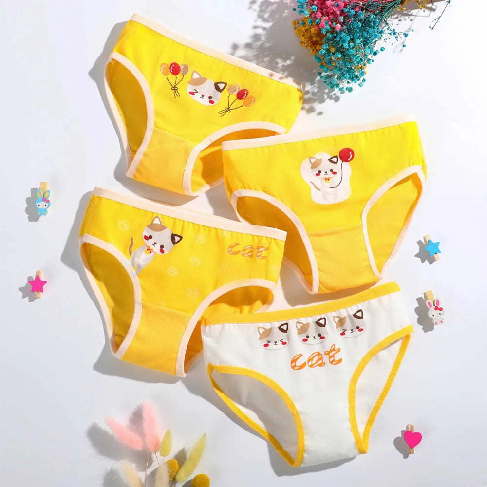 4 Pieces/lot Design Children's Girls Panties Cotton Soft Pretty Cartoon Child Underwear for Girls Kids Boxer Panties Breathable