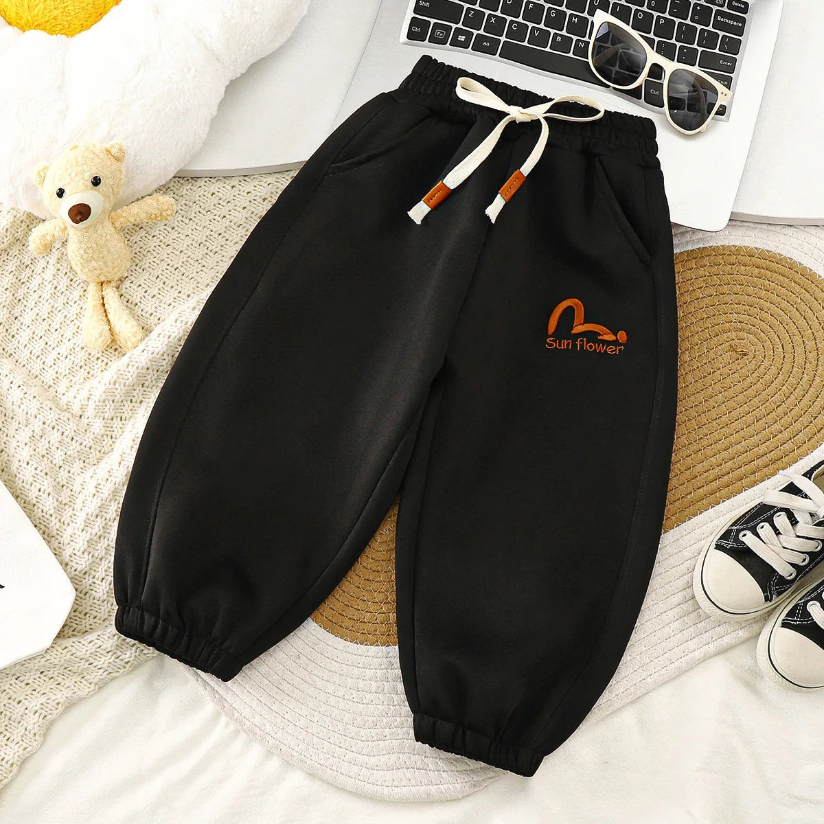 Autumn Children Boy Jogger Pant Cotton Letter Drawstring Infant Baby Boy Sport Pant Loose Elastic Waist Candy Color Kid Boy Pant