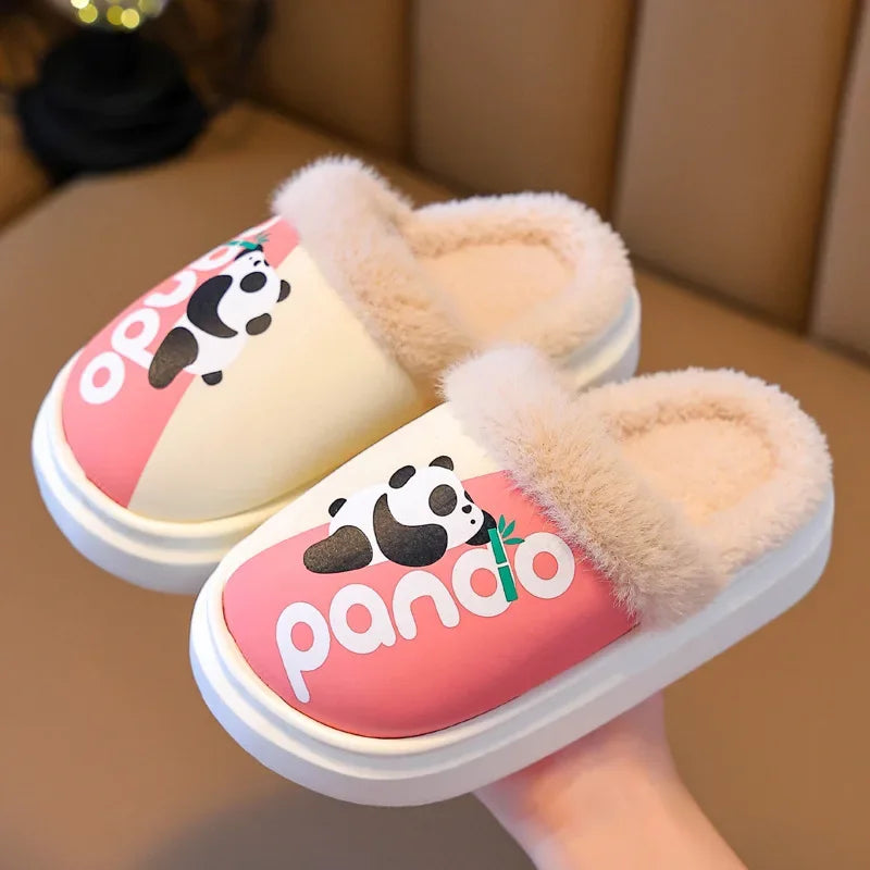 Child Cotton Slippers Children's Cute Panda Cartoon Warm Kid Winter Indoor Shoe Soft Sole Kids Boys Girls Plush Home Shoes