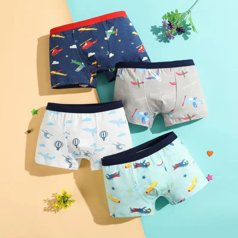 4pcs/Lot Boys Boxer Briefs Kids Cotton Underwear Baby Boy Underpants Teenager Cartoon Print Soft Children Panties 2-15Y 2023 New