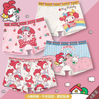 4Pcs/lot Cartoon Hello Kitty Kids Underpant Breathable Brie Sanrio Kuromi Cinnamoroll Boys Girls Underwear Cotton Boxer Shorts