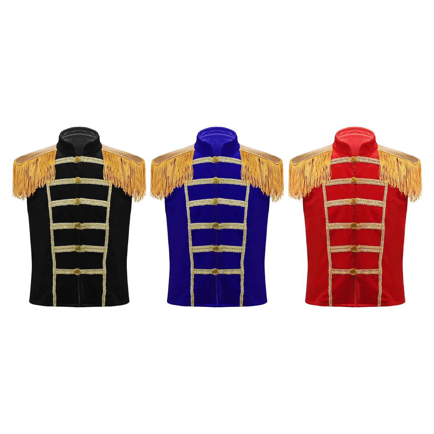 Kids Boys Marching Band Halloween Costume Military Style Drummer Parade Waistcoat Sleeveless Vest Carnival Party Performance