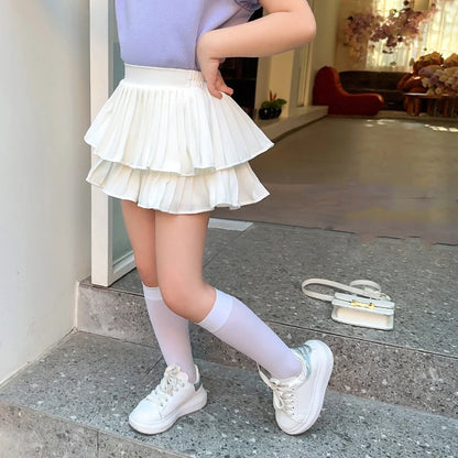 Girls' Cake Skirt Summer White Half Skirt Princess Style Children's Fluffy Short Skirt Fashionable Street Style Baby