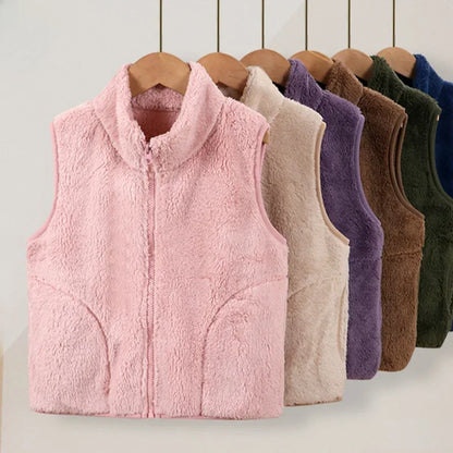 Autumn Winter Children's Vest Thicken Warm Fleece Kids Waistcoat Casual All-match Outerwear Vest Tops Outdoor Clothes 4-20 years