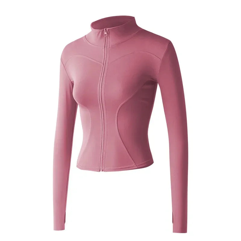 S-3XL Long Sleeve Sports Jacket Women Zip Fitness Yoga Shirt Gym Top Activewear Running Coats Workout Clothes for Cycling Sexy