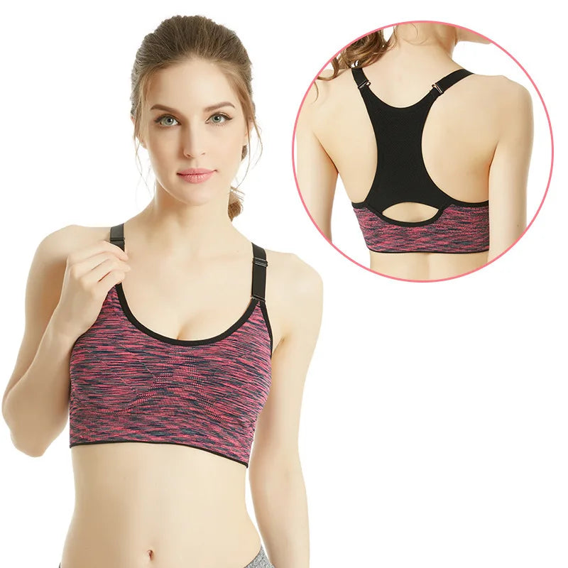 Women Sports Yoga Bra breathable quick dry Top Shockproof Cross Back Push Up fitness active Bra Gym Running Bra